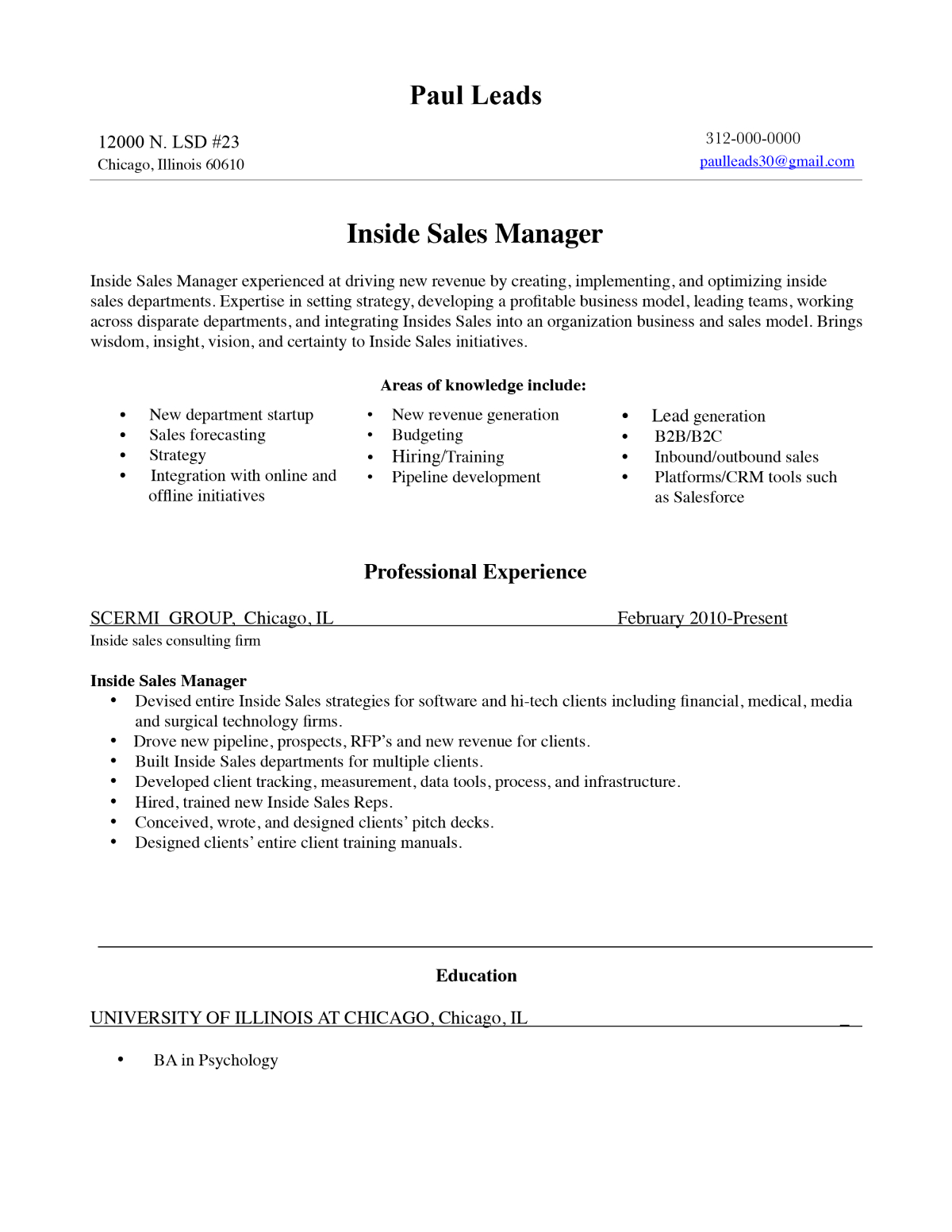 Sale executive resume sample